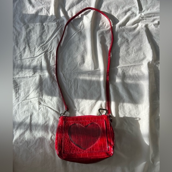 Handbags - red faux leather heart purse